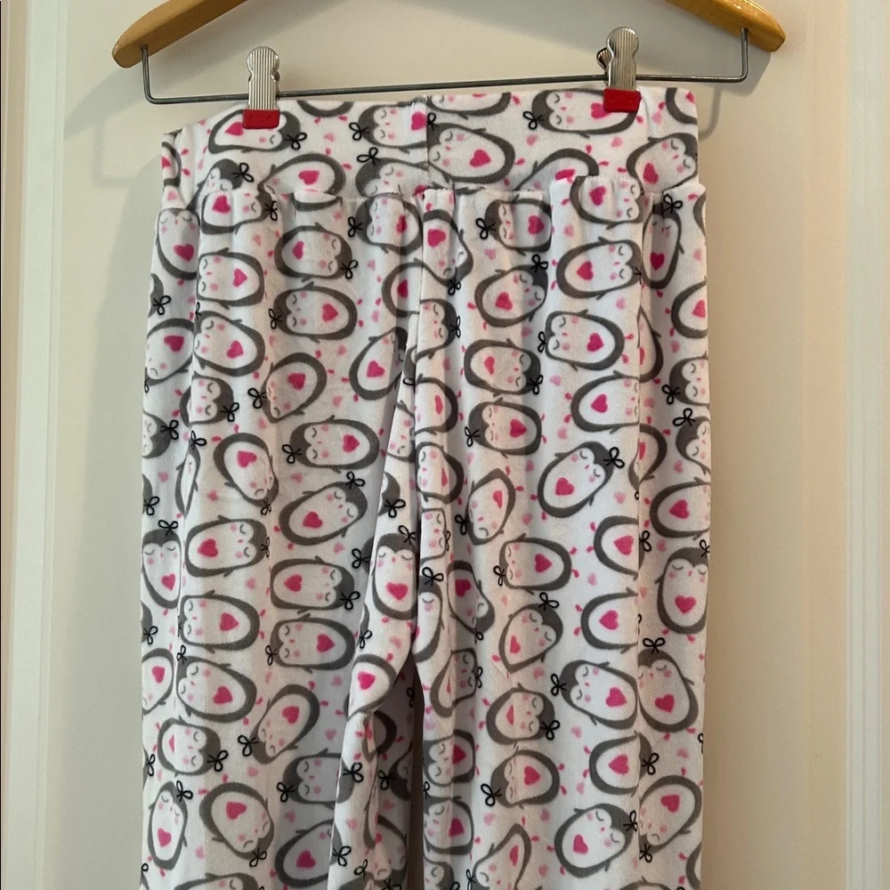 Love To Sleep Made With Love Plush so soft Penguin Print Pajama Lounge Pants L